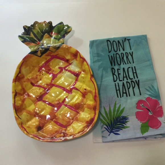 Tropical beach kitchen towel and serving dish - Picture 2 of 7